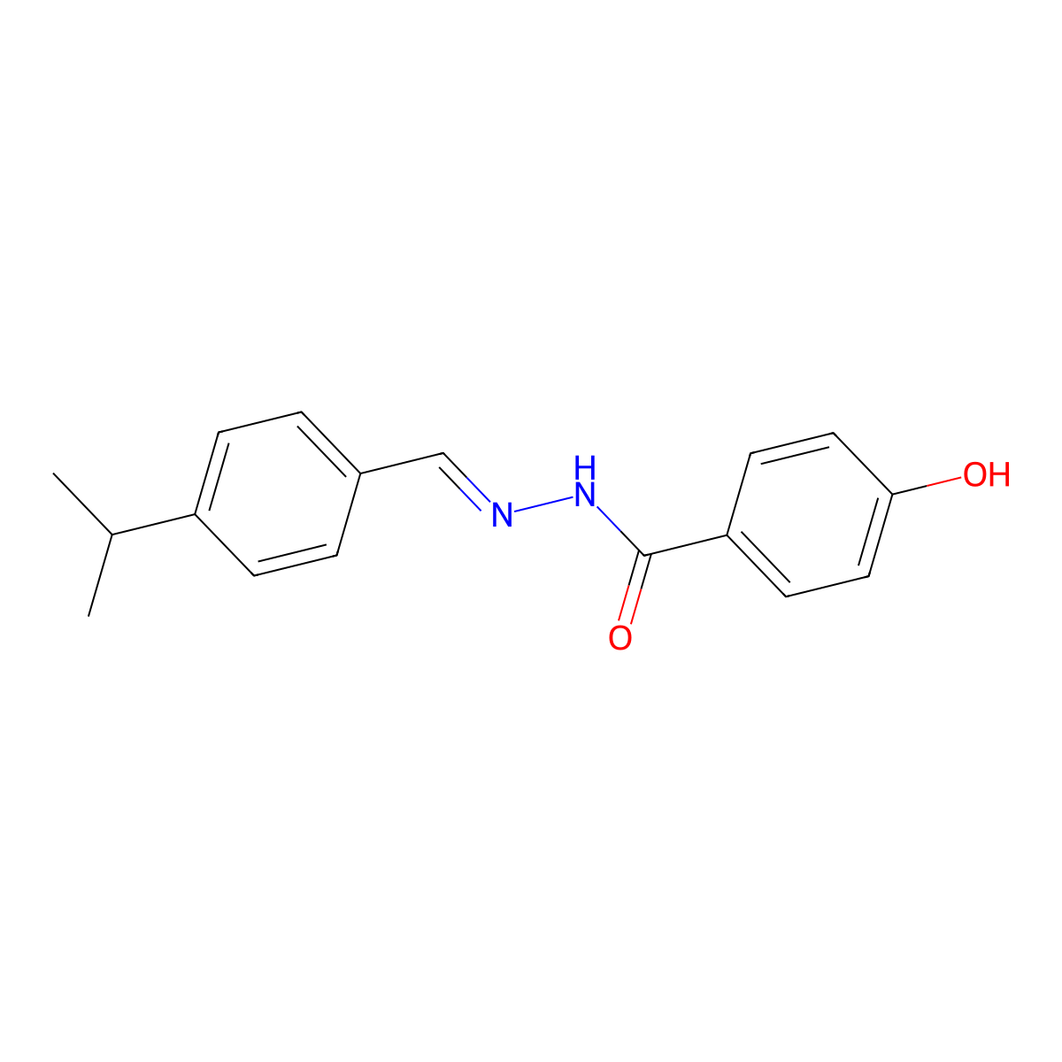 4-Hydroxybenzoic acid 2-((4-(1-methylethyl)phenyl)methylene)hydrazide molecular structure, CAS 101574-65-6