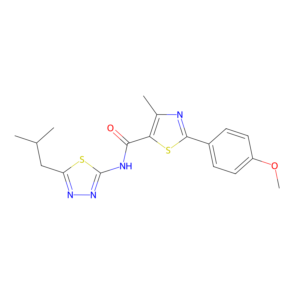 2-(4-methoxyphenyl)-4-methyl-N-[(2E)-5-(2-methylpropyl)-1,3,4-thiadiazol-2(3H)-ylidene]-1,3-thiazole-5-carboxamide molecular structure, CAS 1015744-30-5