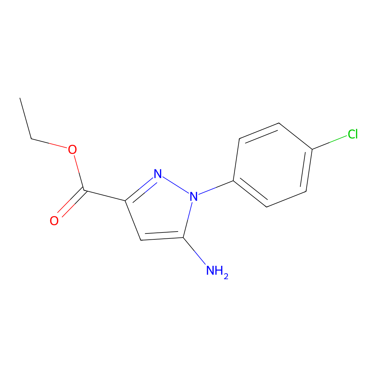 Ethyl 5-amino-1-(4-chlorophenyl)-1H-pyrazole-3-carboxylate molecular structure, CAS 1015765-44-2