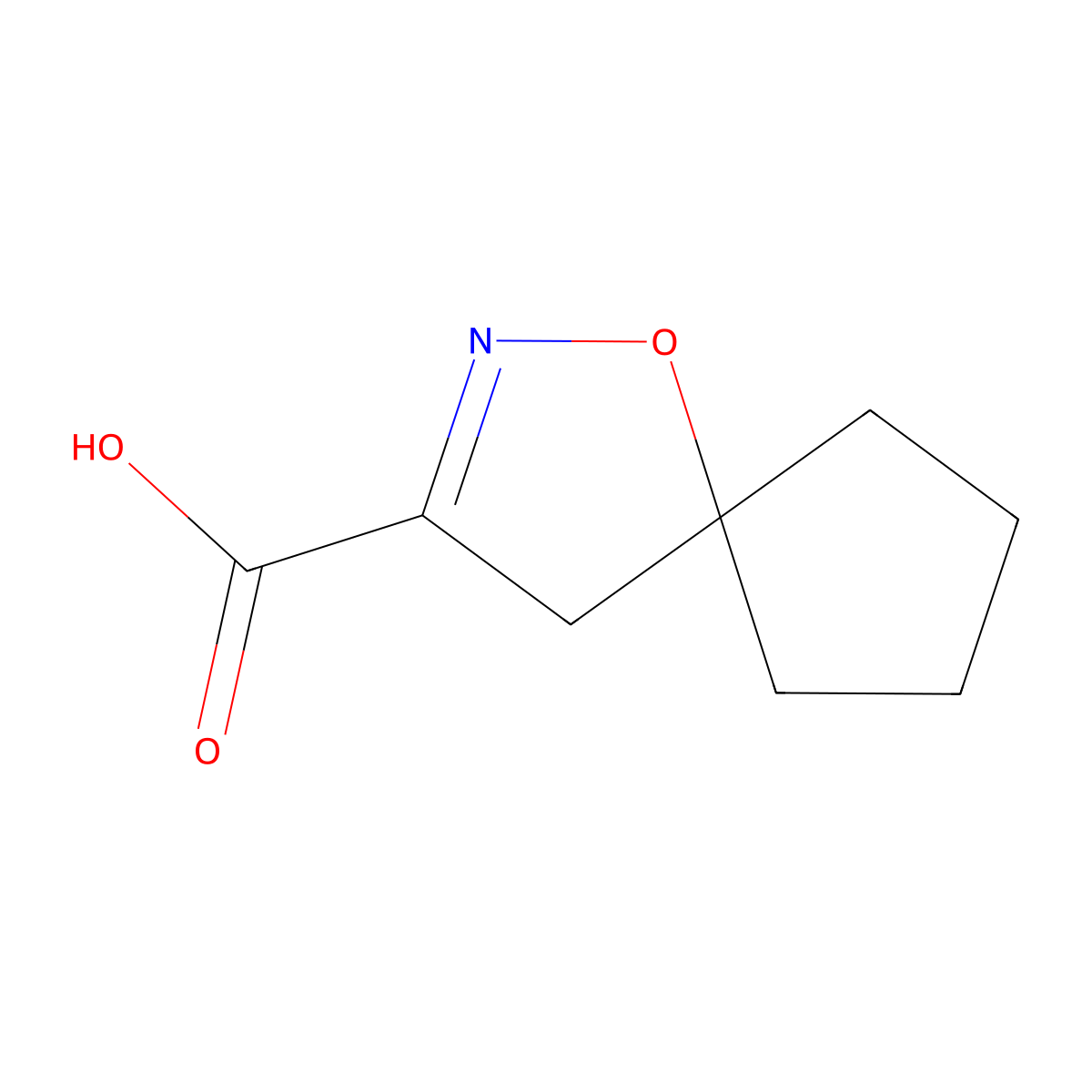 1-Oxa-2-azaspiro[4.4]non-2-ene-3-carboxylic acid molecular structure, CAS 1015771-42-2