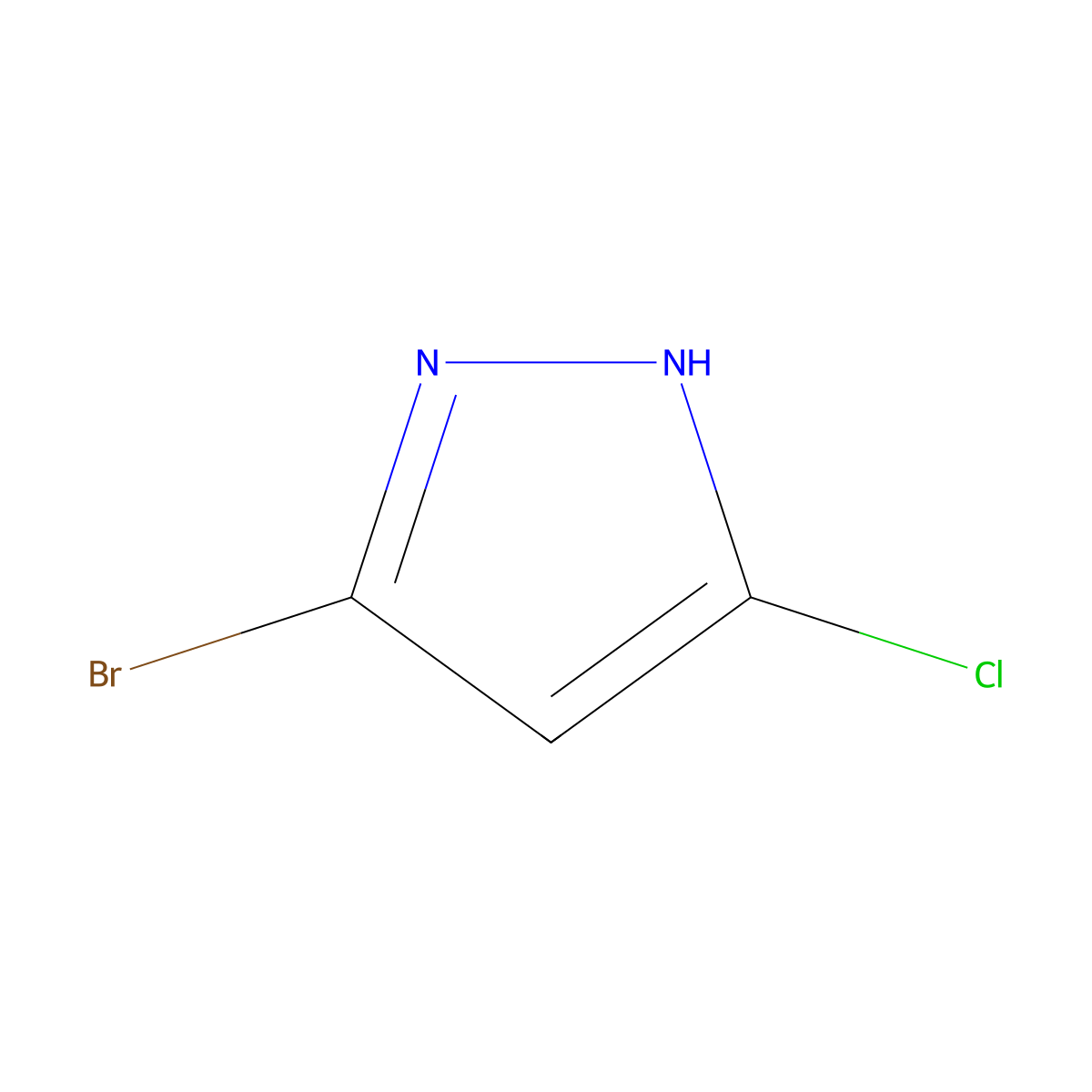 3-bromo-5-chloro-1H-pyrazole molecular structure, CAS 1015779-45-9