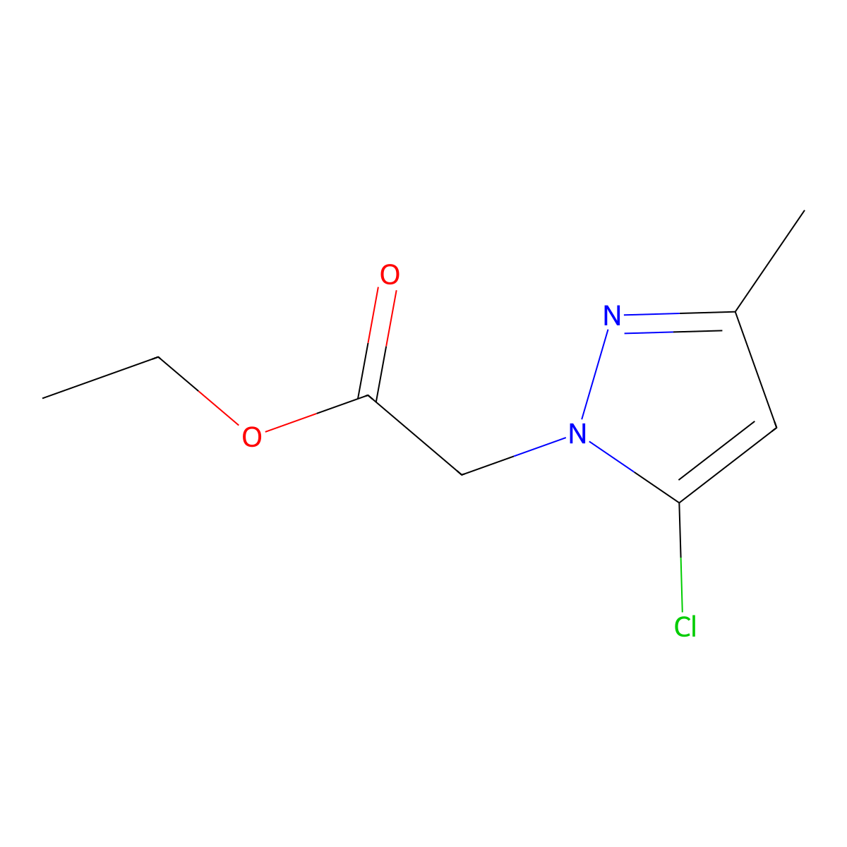 ethyl 2-(5-chloro-3-methyl-1H-pyrazol-1-yl)acetate molecular structure, CAS 1015780-05-8