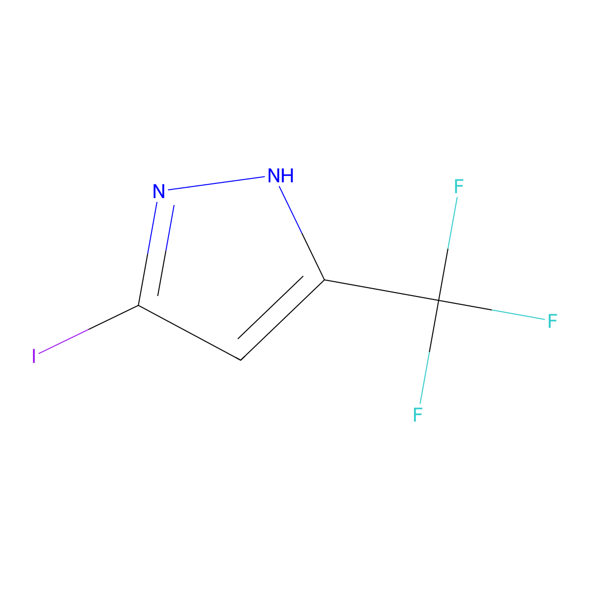 5-iodo-3-(trifluoromethyl)-1H-pyrazole molecular structure, CAS 1015780-53-6