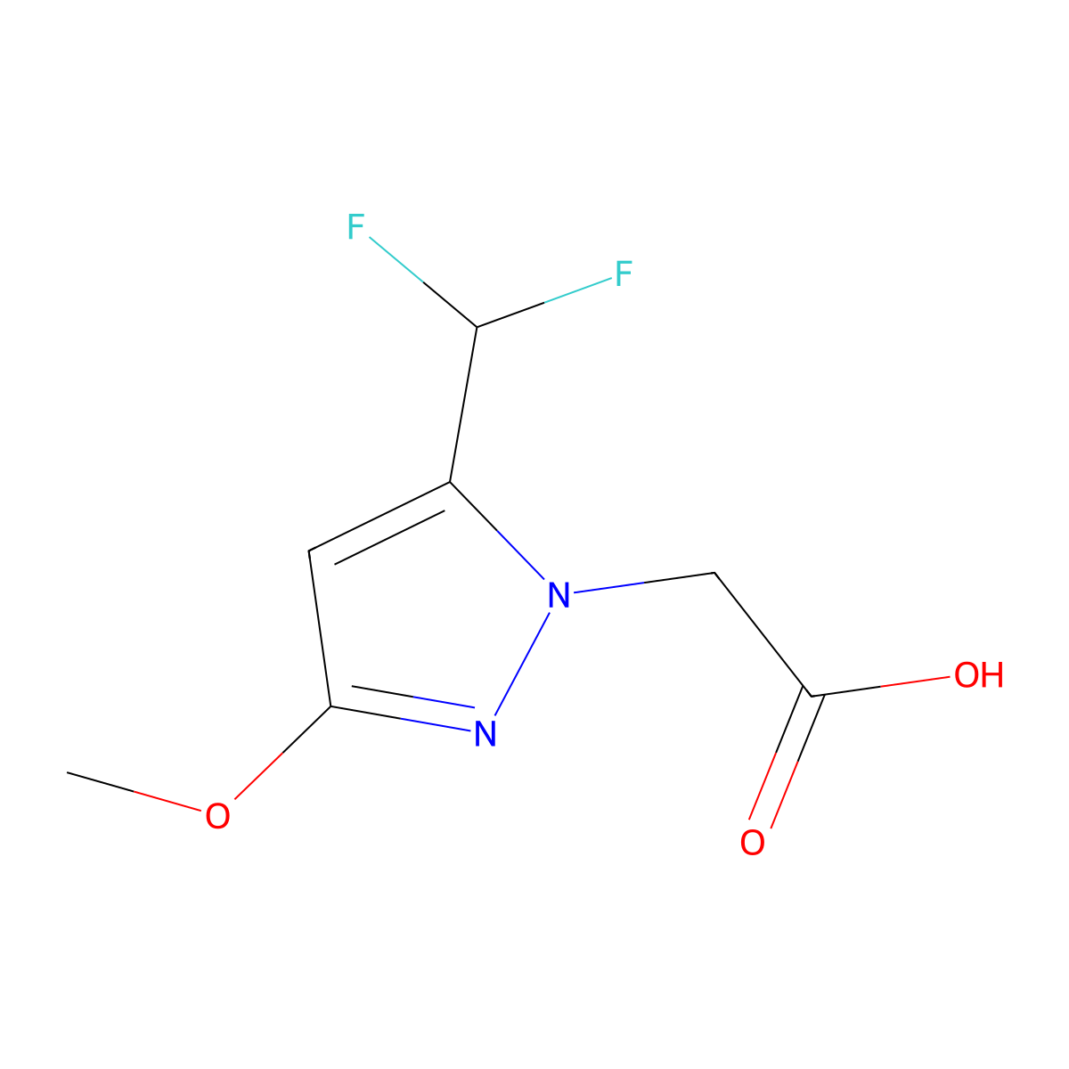 2-[5-(difluoromethyl)-3-methoxy-1H-pyrazol-1-yl]acetic acid molecular structure, CAS 1015783-08-0
