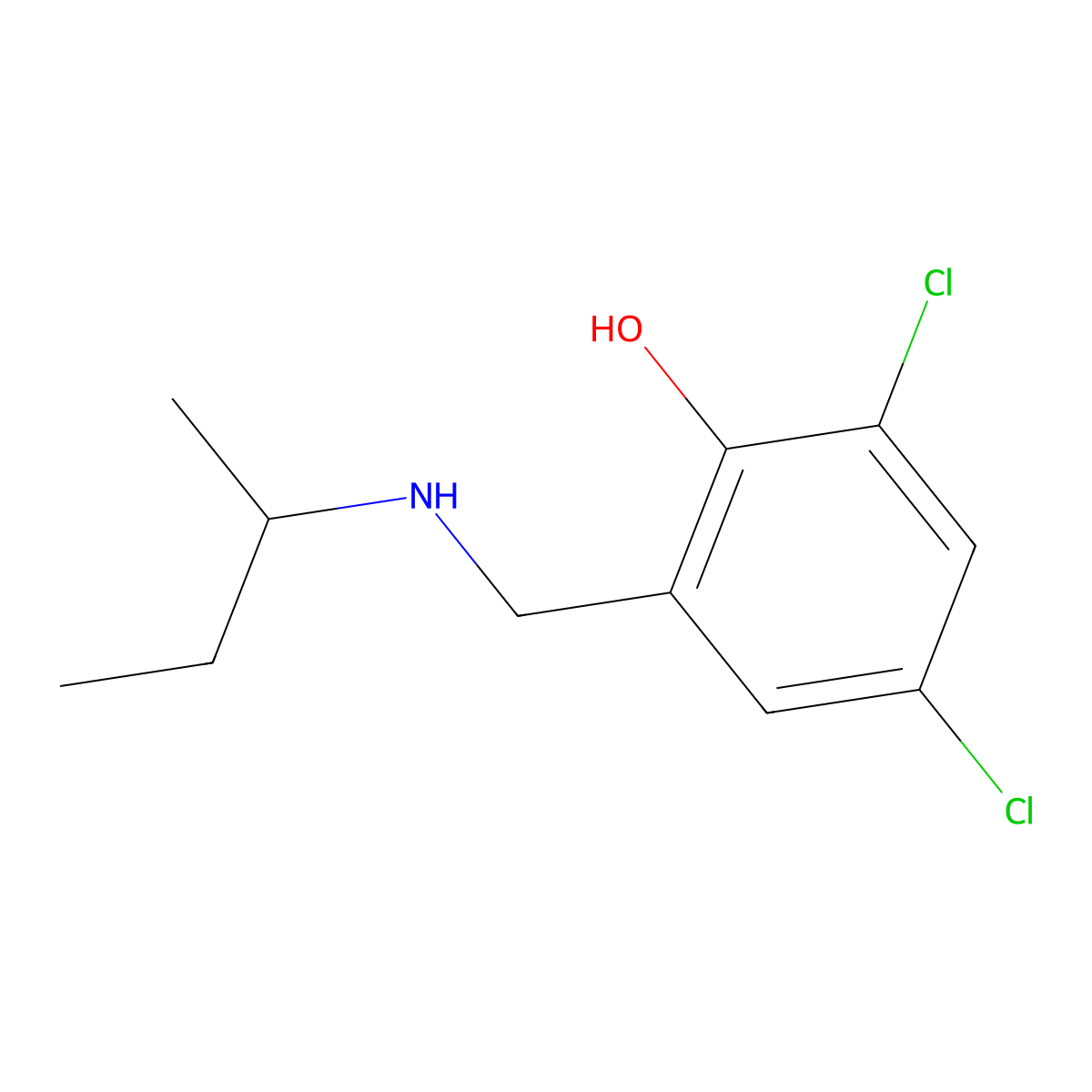 2-{[(Butan-2-yl)amino]methyl}-4,6-dichlorophenol molecular structure, CAS 101583-48-6