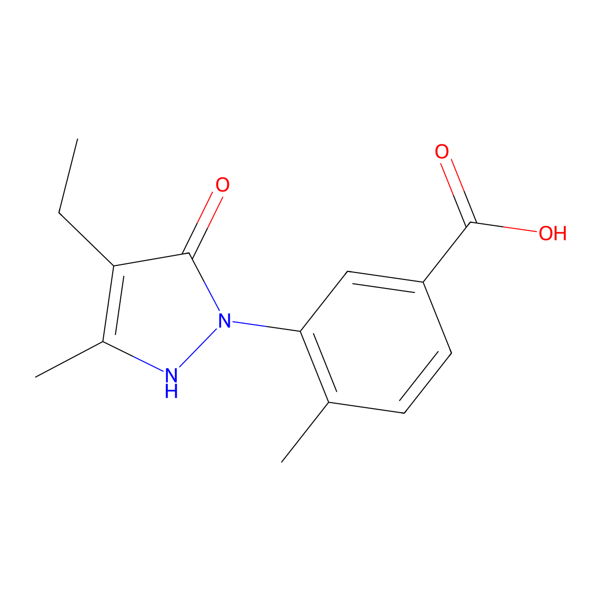 3-(4-Ethyl-5-hydroxy-3-methyl-pyrazol-1-yl)-4-methyl-benzoic acid molecular structure, CAS 1015844-33-3