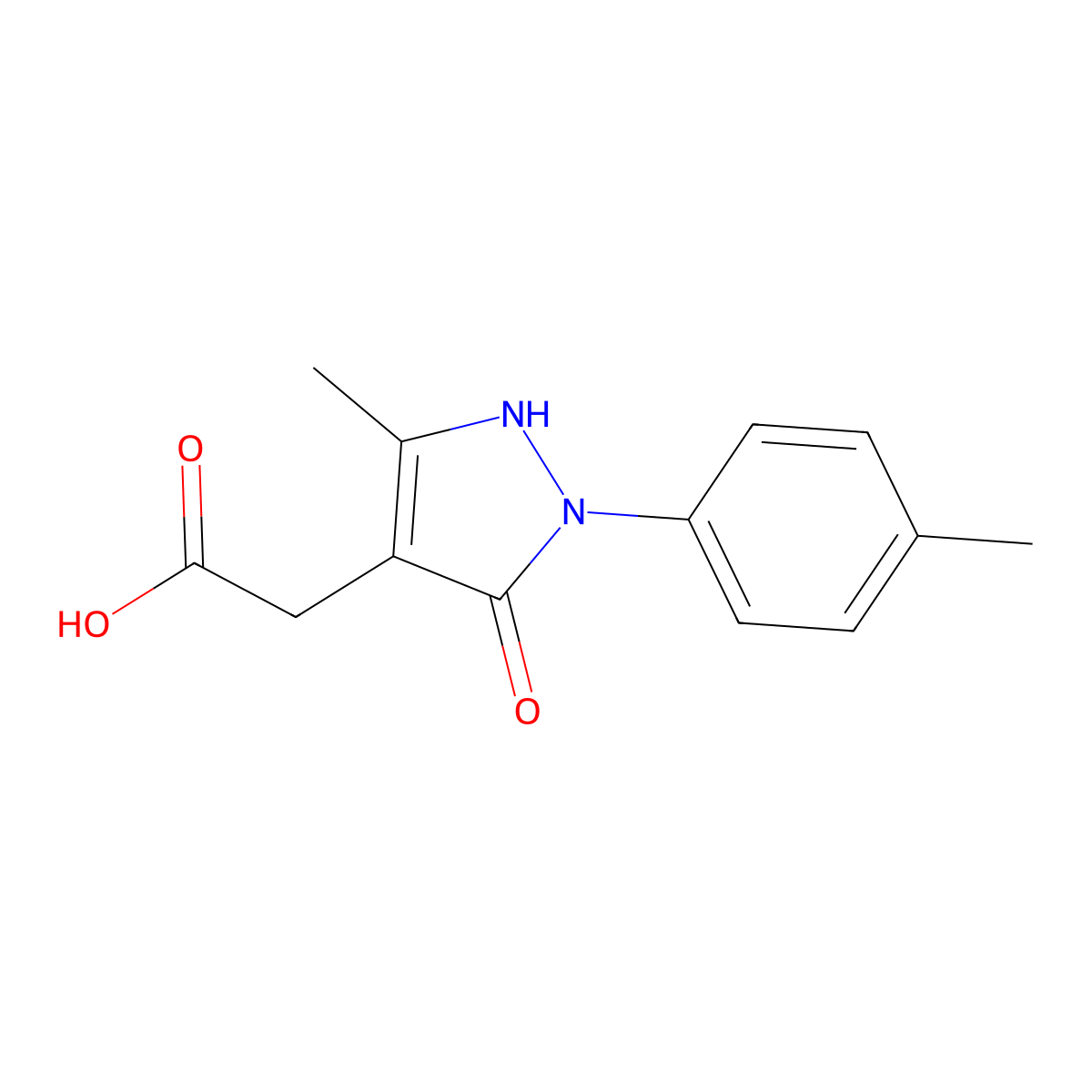 (5-Hydroxy-3-methyl-1-p-tolyl-1H-pyrazol-4-yl)-acetic acid molecular structure, CAS 1015844-46-8