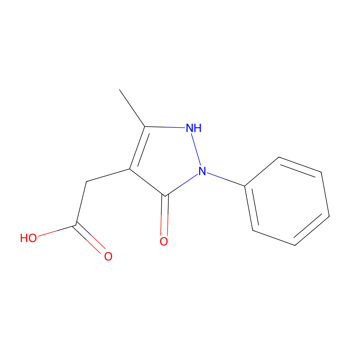 2-(5-methyl-3-oxo-2-phenyl-2,3-dihydro-1H-pyrazol-4-yl)acetic acid molecular structure, CAS 1015844-47-9