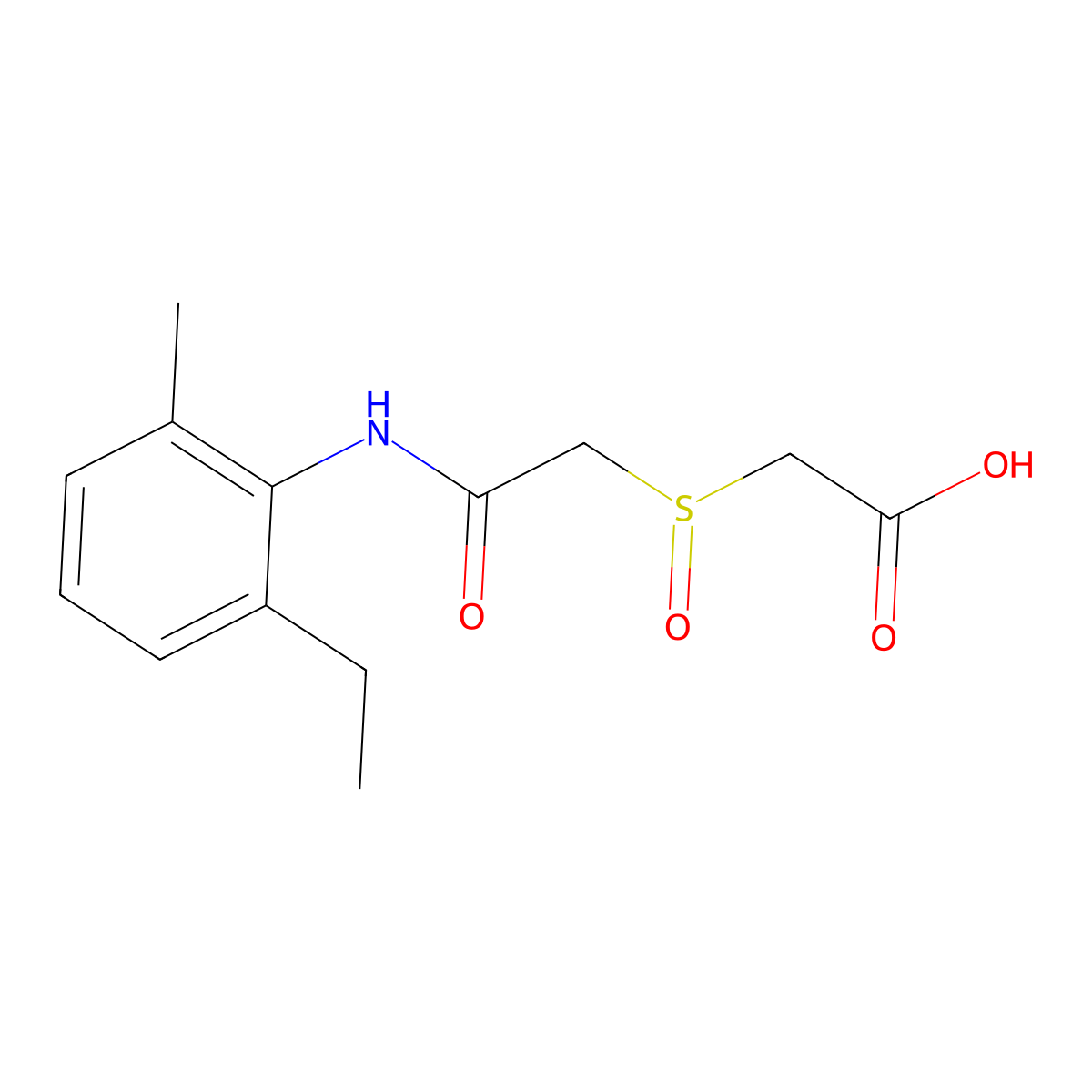 [(2-Ethyl-6-methyl-phenylcarbamoyl)-methanesulfinyl]-acetic acid molecular structure, CAS 1015844-80-0