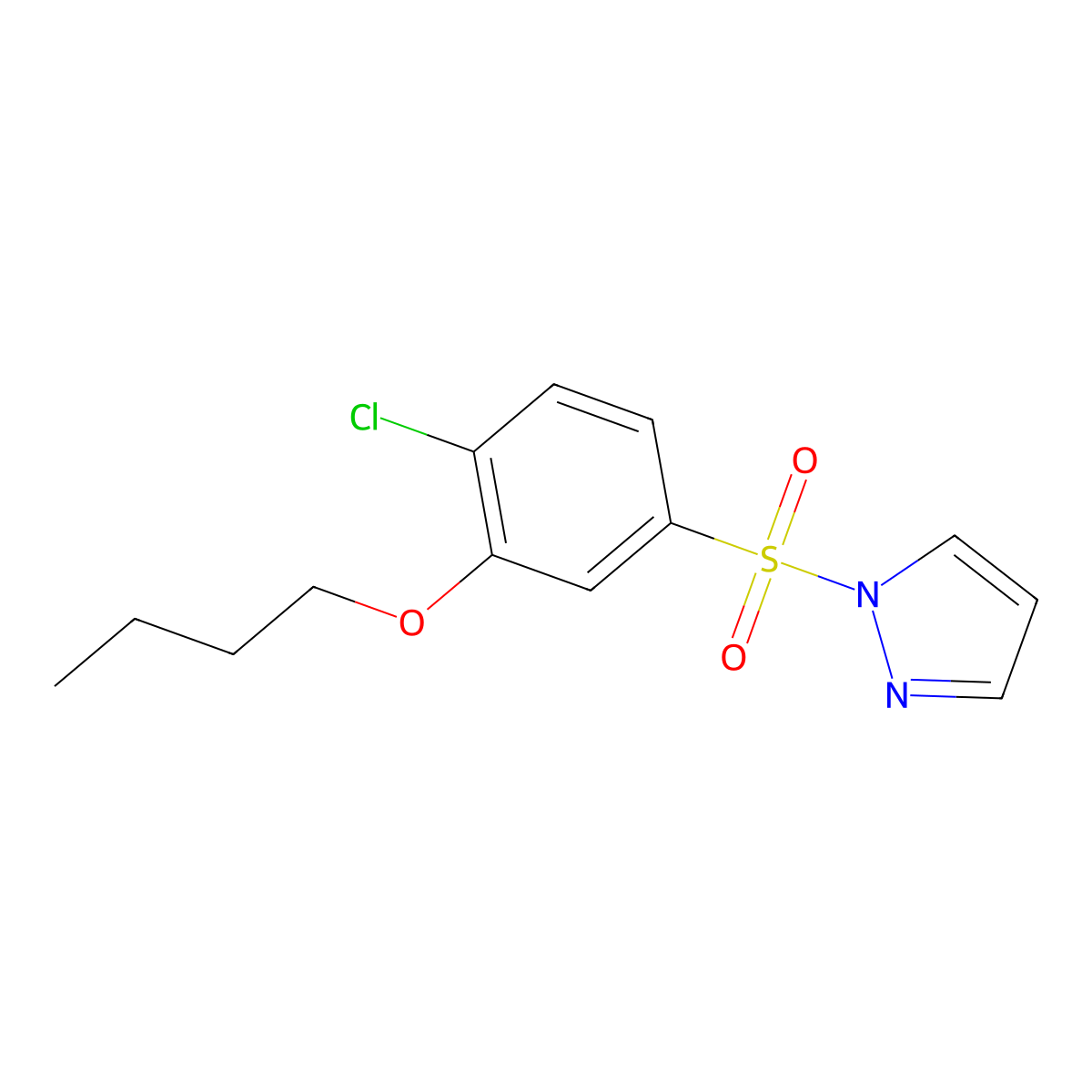 1-(3-butoxy-4-chlorobenzenesulfonyl)-1H-pyrazole molecular structure, CAS 1015845-39-2