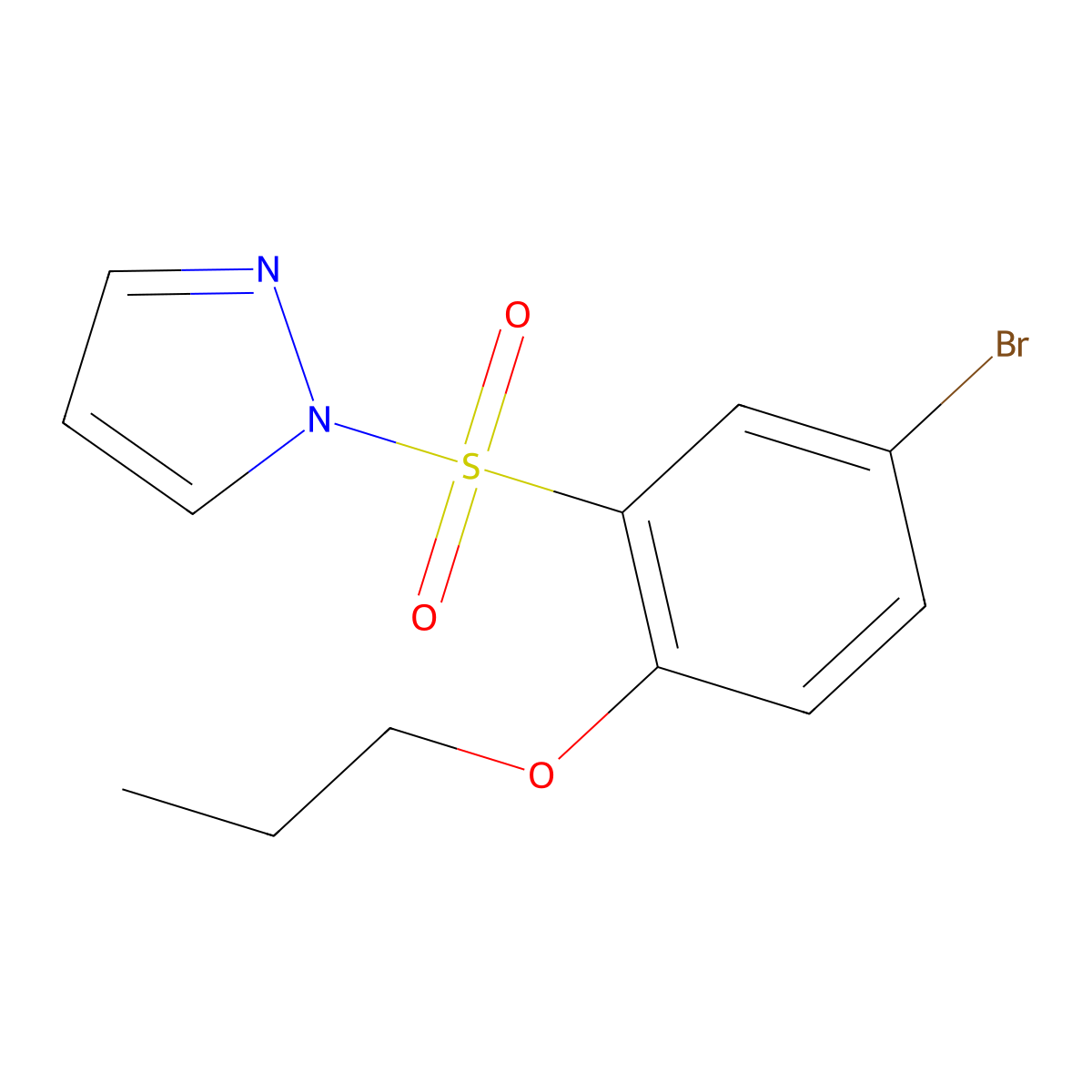 1-(5-bromo-2-propoxybenzenesulfonyl)-1H-pyrazole molecular structure, CAS 1015845-49-4