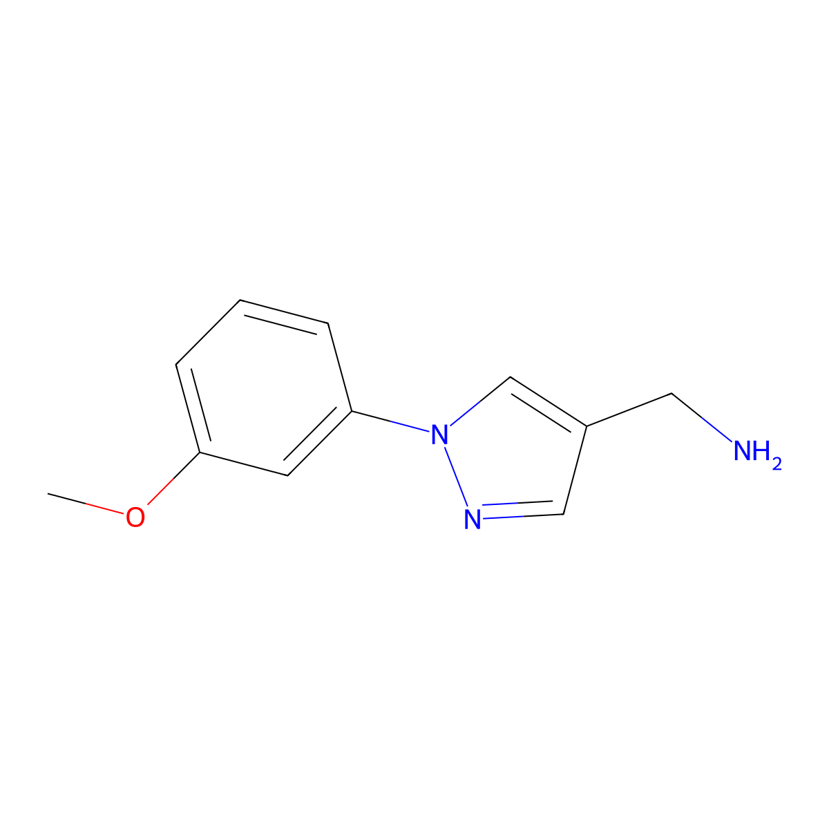 1-[1-(3-Methoxyphenyl)-1H-pyrazol-4-YL]methanamine molecular structure, CAS 1015845-54-1