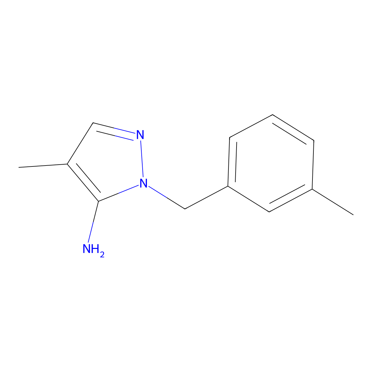 4-Methyl-1-(3-methylbenzyl)-1H-pyrazol-5-amine molecular structure, CAS 1015845-62-1