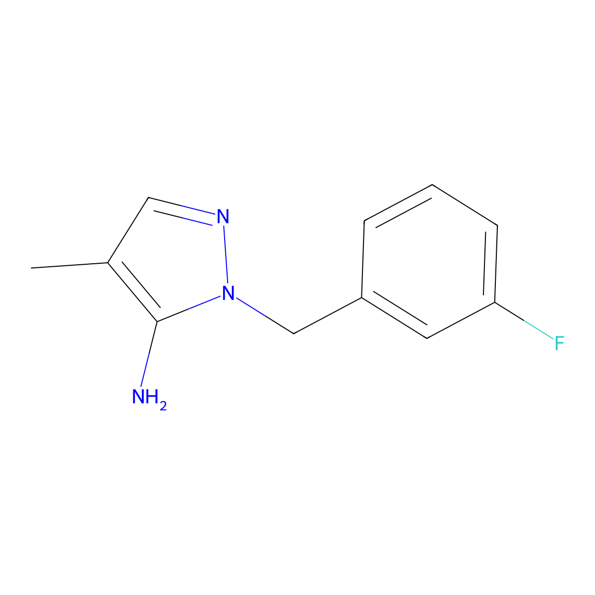 1-(3-Fluorobenzyl)-4-methyl-1H-pyrazol-5-amine molecular structure, CAS 1015845-64-3