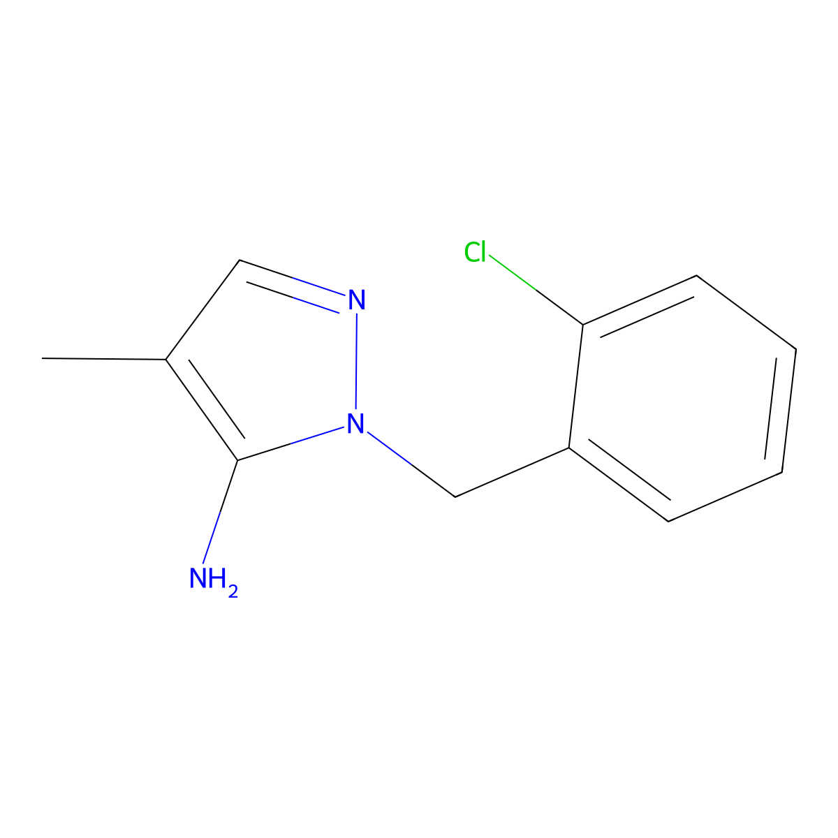 1-(2-Chlorobenzyl)-4-methyl-1H-pyrazol-5-amine molecular structure, CAS 1015845-68-7