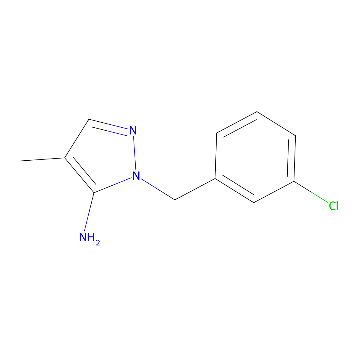 1-(3-Chlorobenzyl)-4-methyl-1H-pyrazol-5-amine molecular structure, CAS 1015845-70-1
