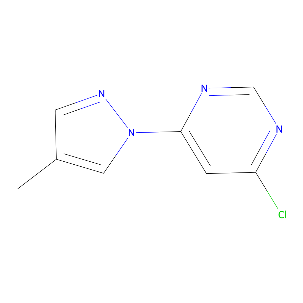 4-Chloro-6-(4-methyl-1H-pyrazol-1-YL)pyrimidine molecular structure, CAS 1015845-71-2