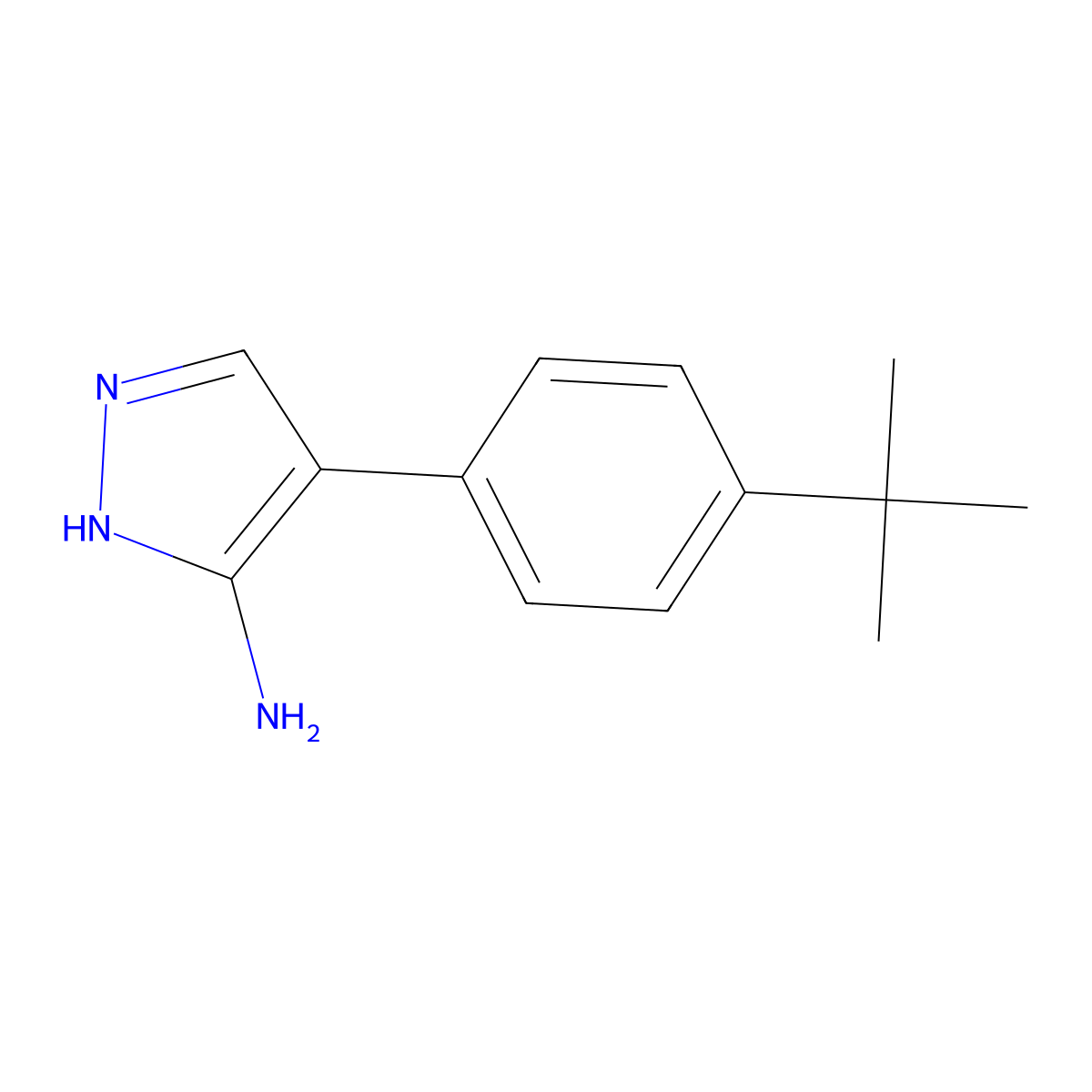 4-(4-tert-Butylphenyl)-1H-pyrazol-3-amine molecular structure, CAS 1015845-73-4