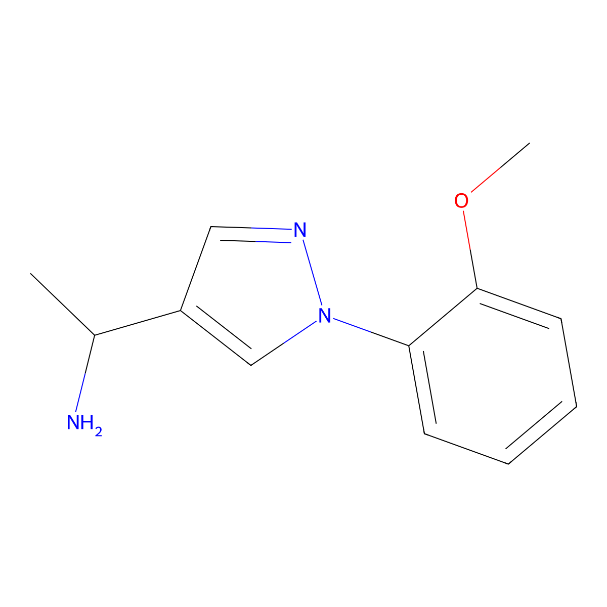 1-[1-(2-Methoxyphenyl)-1H-pyrazol-4-YL]ethanamine molecular structure, CAS 1015845-74-5