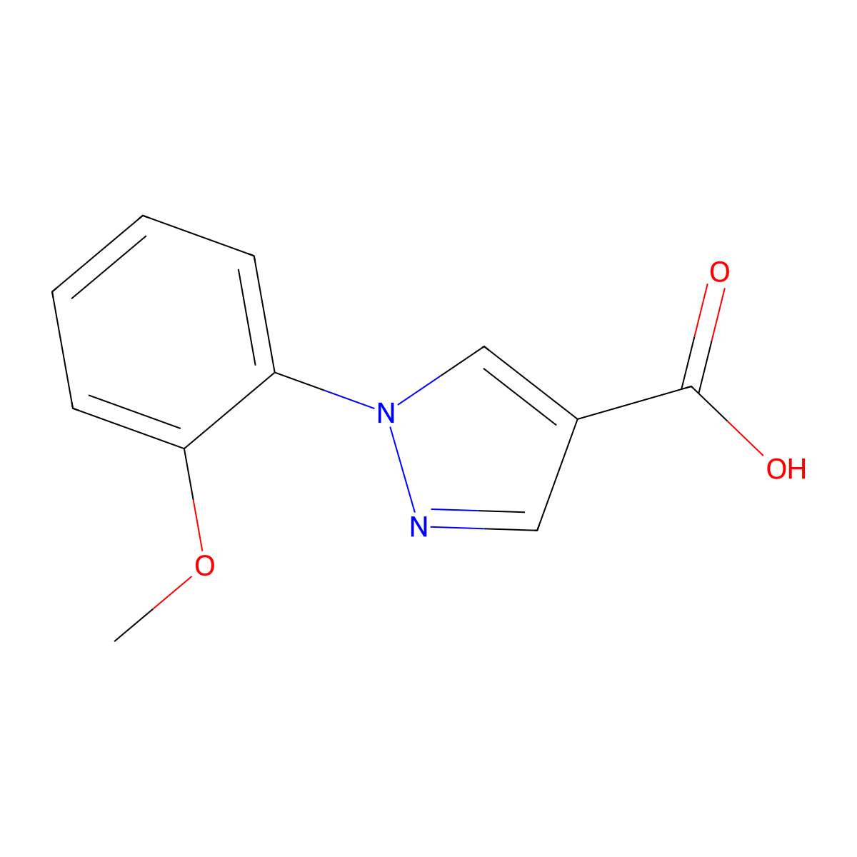 1-(2-Methoxyphenyl)-1H-pyrazole-4-carboxylic acid molecular structure, CAS 1015845-77-8