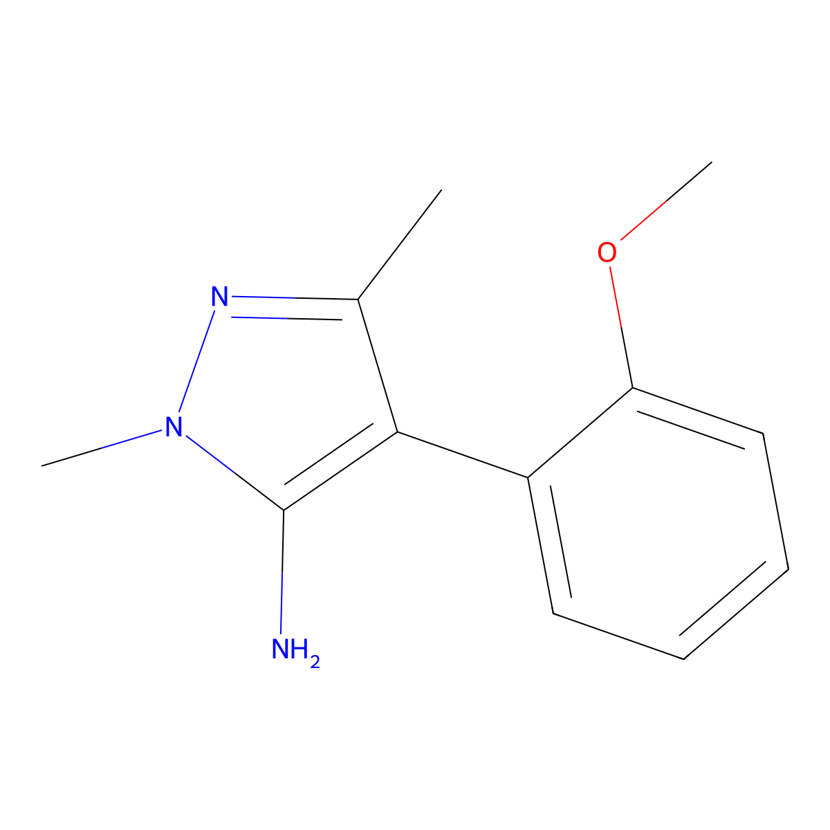 4-(2-Methoxyphenyl)-1,3-dimethyl-1H-pyrazol-5-amine molecular structure, CAS 1015845-78-9