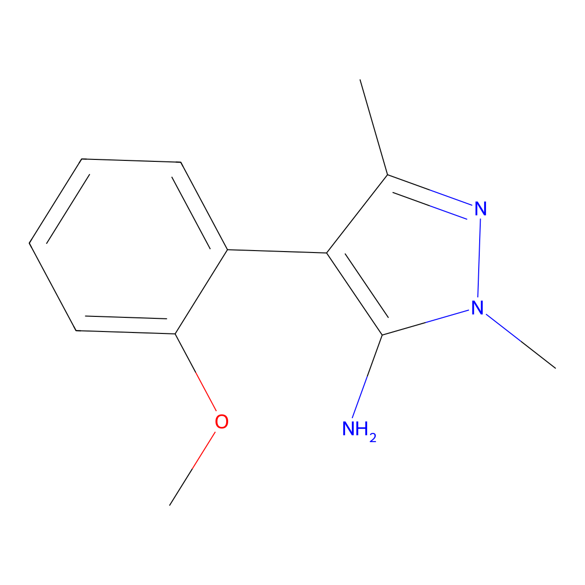 4-(2-Methoxyphenyl)-1,3-dimethyl-1H-pyrazol-5-amine molecular structure, CAS 1015845-78-9
