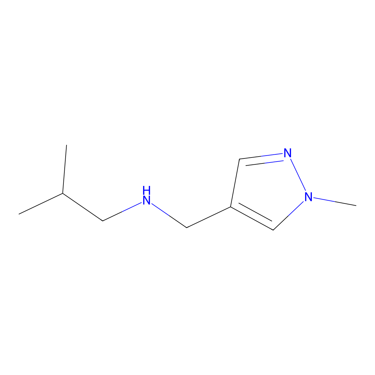 [(1-methyl-1H-pyrazol-4-yl)methyl](2-methylpropyl)amine molecular structure, CAS 1015845-80-3