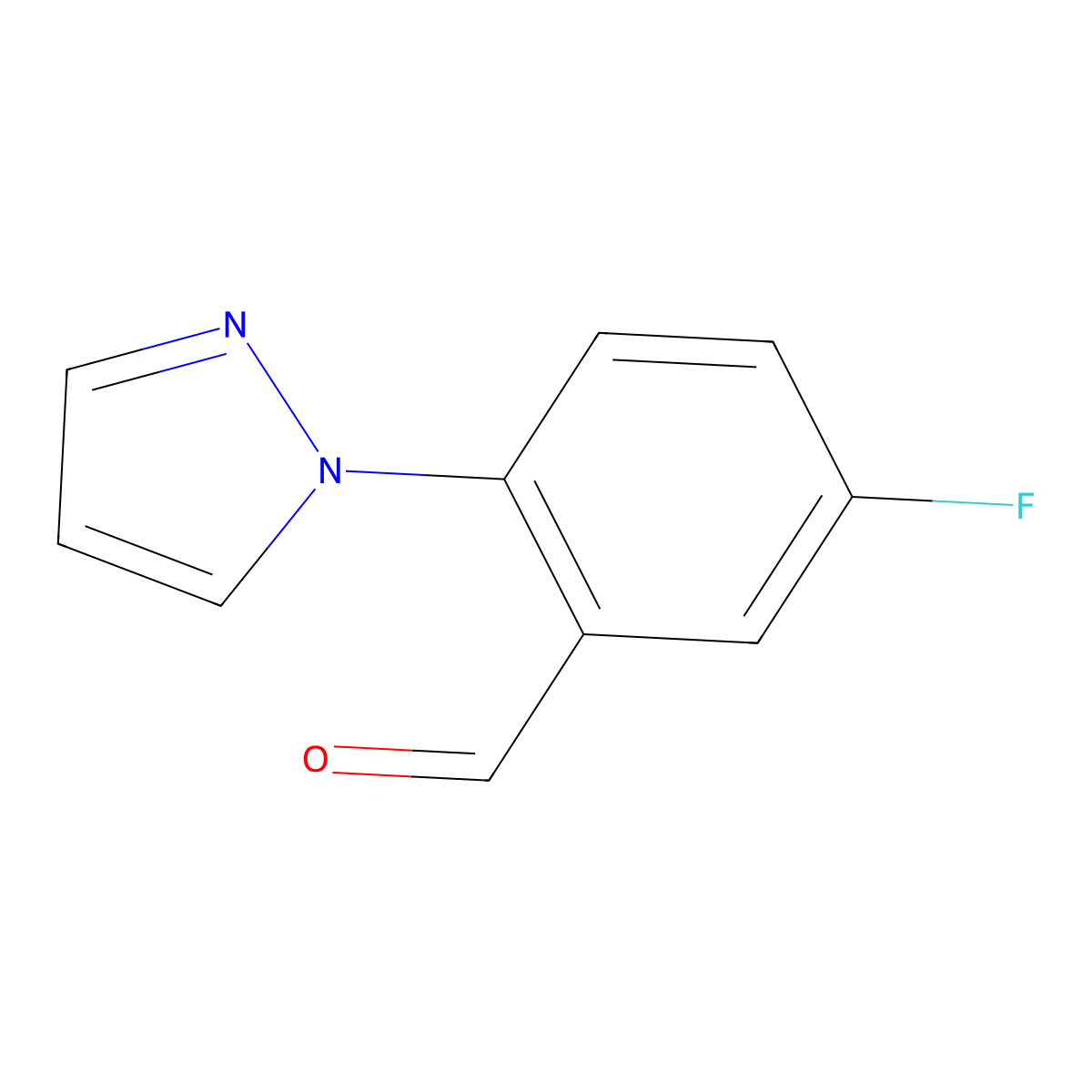 5-Fluoro-2-(1H-pyrazol-1-yl)benzaldehyde molecular structure, CAS 1015845-84-7