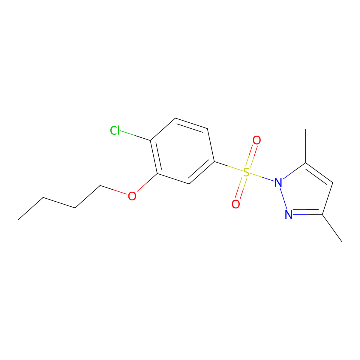 4-[(3,5-Dimethylpyrazolyl)sulfonyl]-2-butoxy-1-chlorobenzene molecular structure, CAS 1015845-88-1
