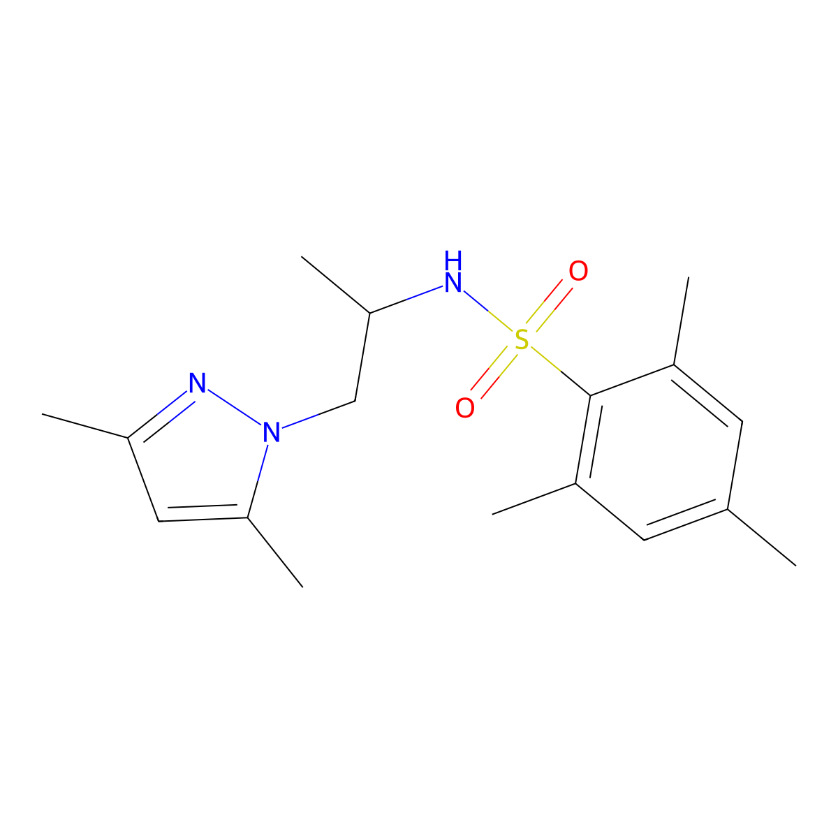 N-[2-(3,5-dimethyl-1H-pyrazol-1-yl)-1-methylethyl]-2,4,6-trimethylbenzenesulfonamide molecular structure, CAS 1015845-92-7