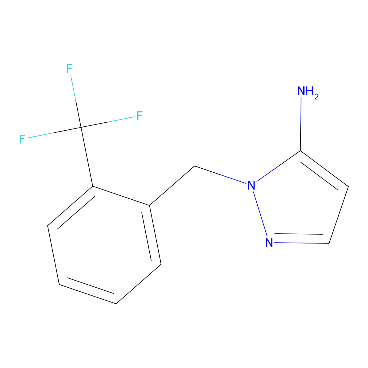 1-[2-(Trifluoromethyl)benzyl]-1H-pyrazol-5-amine molecular structure, CAS 1015846-00-0