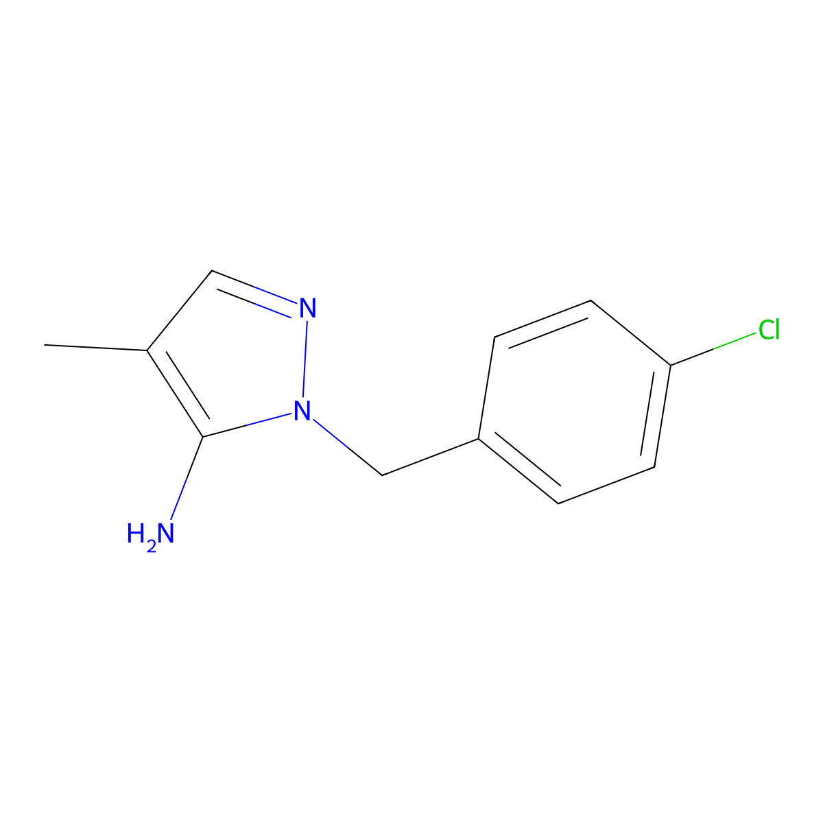 1-(4-Chlorobenzyl)-4-methyl-1H-pyrazol-5-amine molecular structure, CAS 1015846-01-1