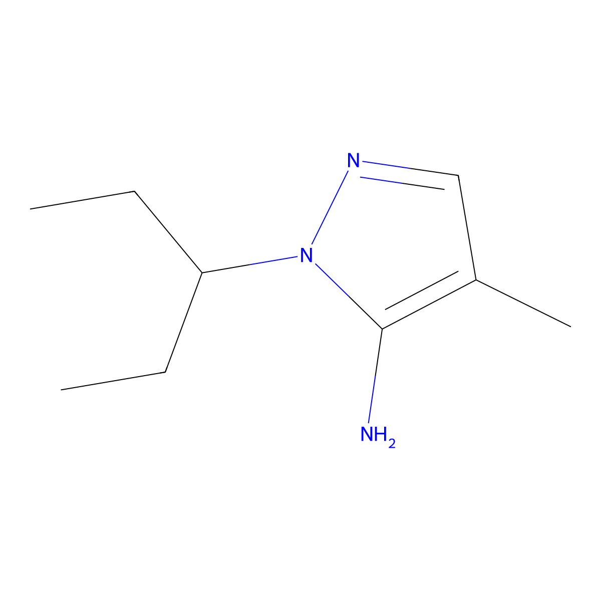 1-(1-Ethylpropyl)-4-methyl-1H-pyrazol-5-amine molecular structure, CAS 1015846-02-2