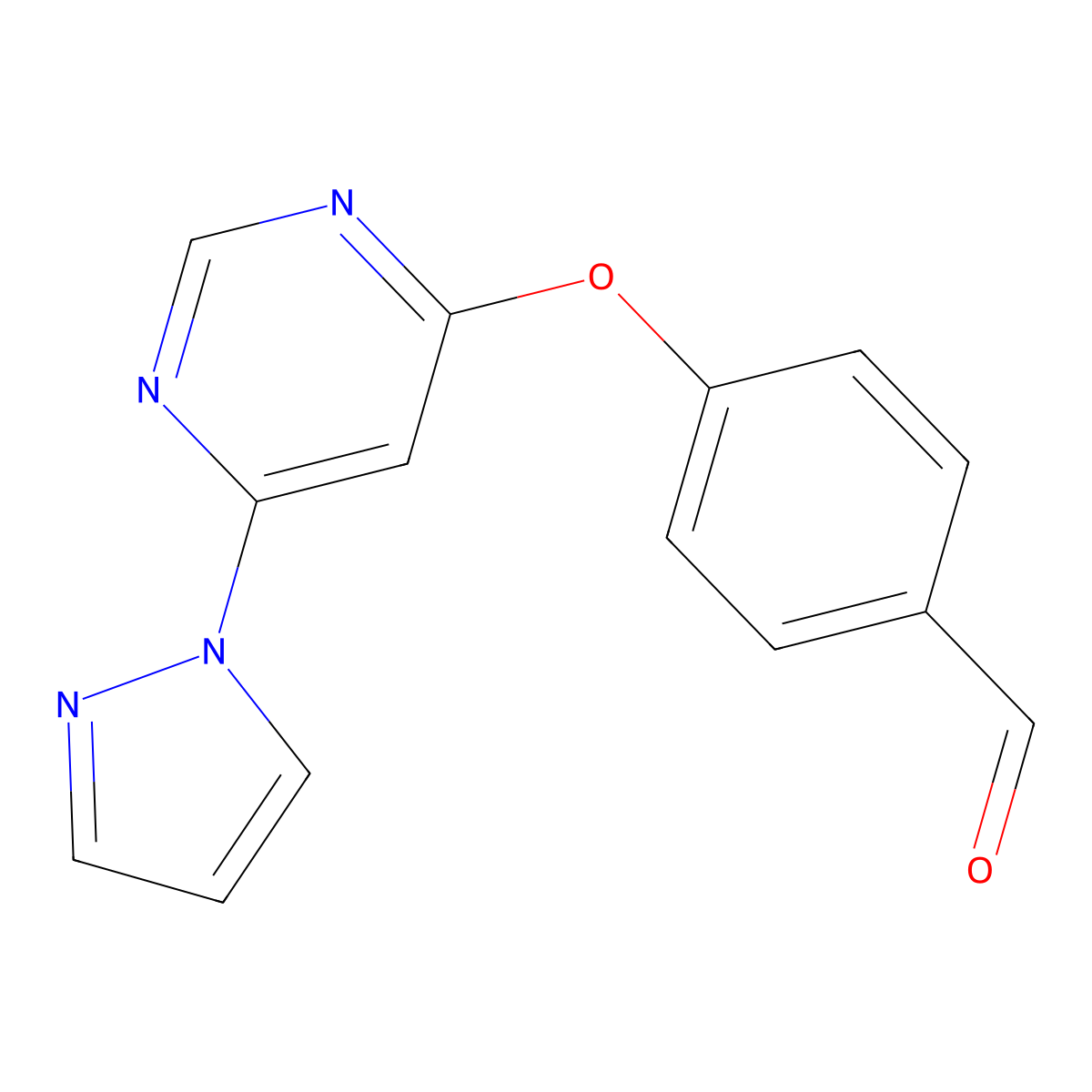 4-((6-(1H-Pyrazol-1-yl)pyrimidin-4-yl)oxy)benzaldehyde molecular structure, CAS 1015846-03-3