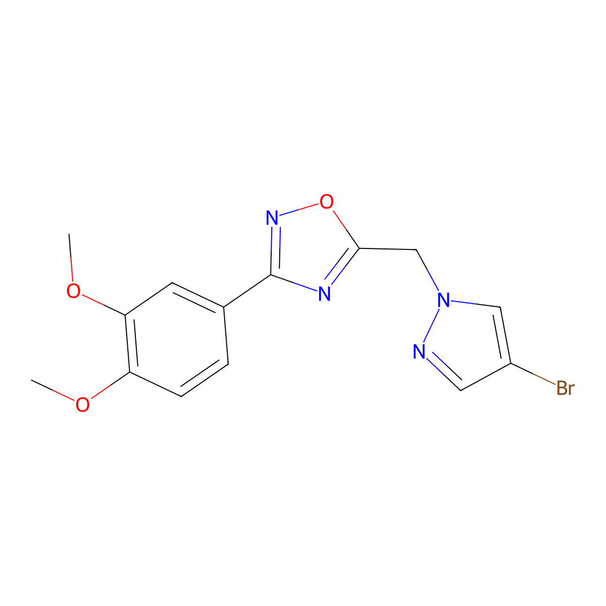 5-[(4-Bromo-1H-pyrazol-1-yl)methyl]-3-(3,4-dimethoxyphenyl)-1,2,4-oxadiazole molecular structure, CAS 1015846-05-5