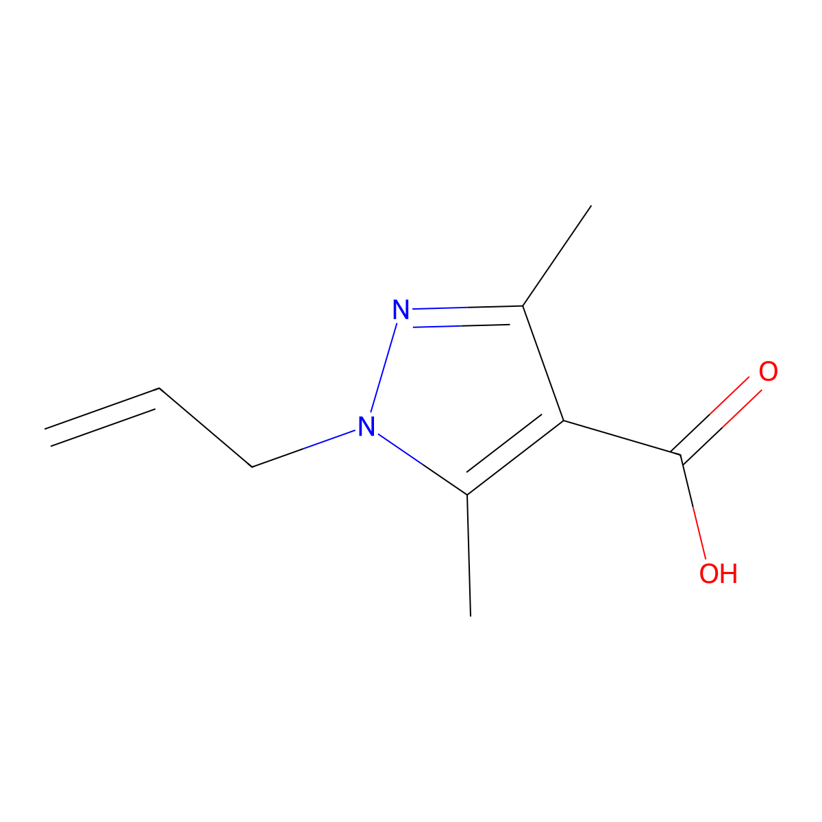 1-Allyl-3,5-dimethyl-1H-pyrazole-4-carboxylic acid molecular structure, CAS 1015846-06-6