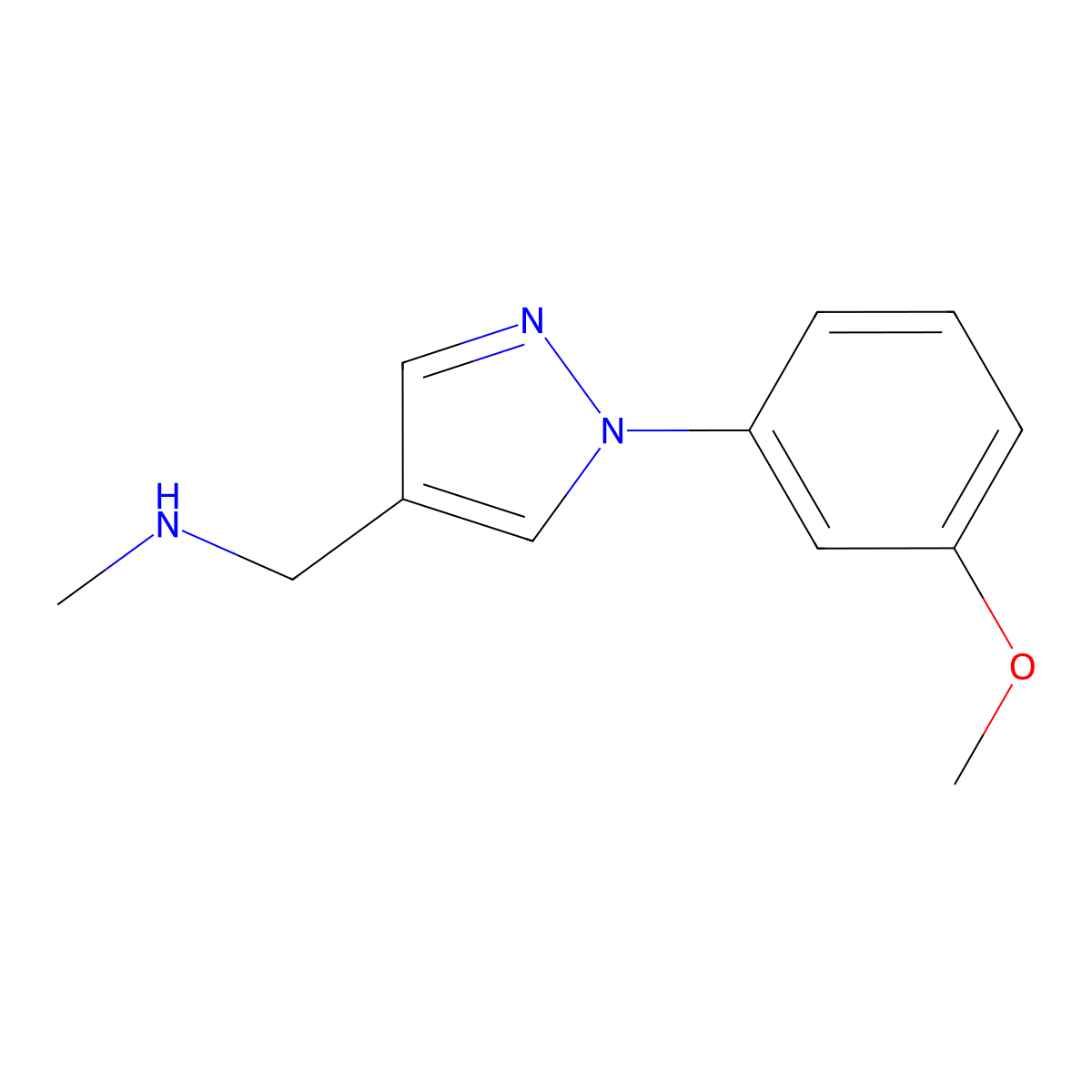 1-[1-(3-Methoxyphenyl)-1H-pyrazol-4-YL]-N-methylmethanamine molecular structure, CAS 1015846-14-6