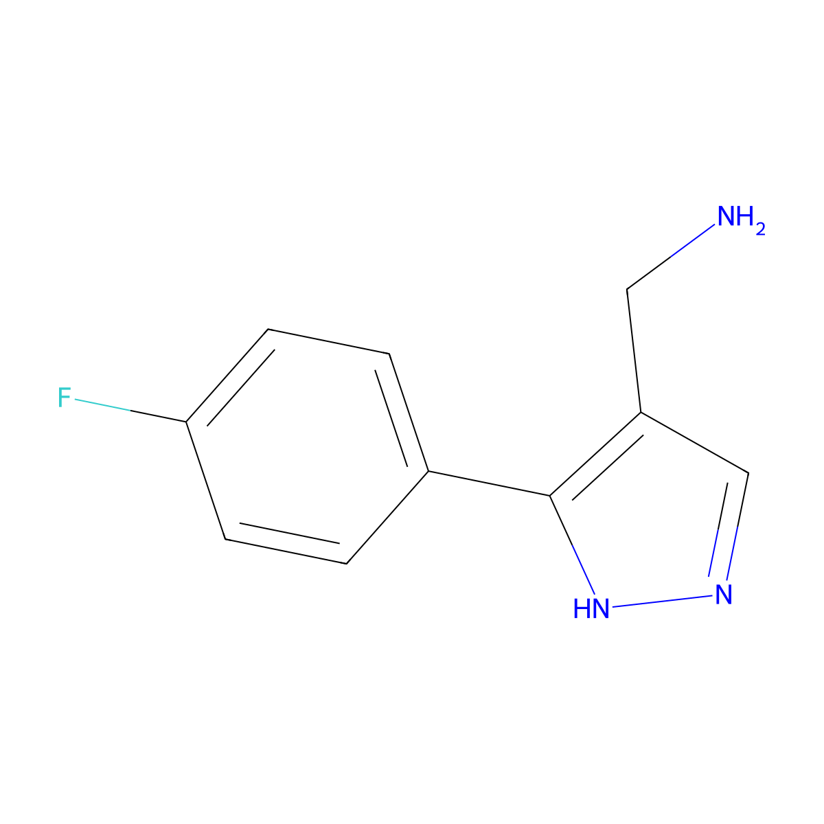 1-(3-(4-Fluorophenyl)-1H-pyrazol-4-yl)methanamine molecular structure, CAS 1015846-17-9