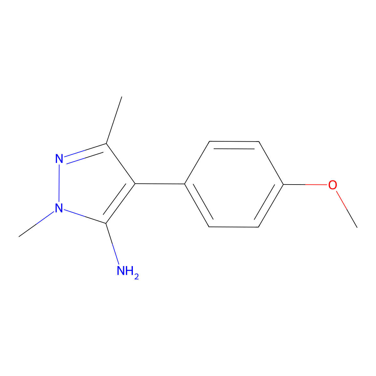 4-(4-Methoxyphenyl)-1,3-dimethyl-1H-pyrazol-5-amine molecular structure, CAS 1015846-18-0