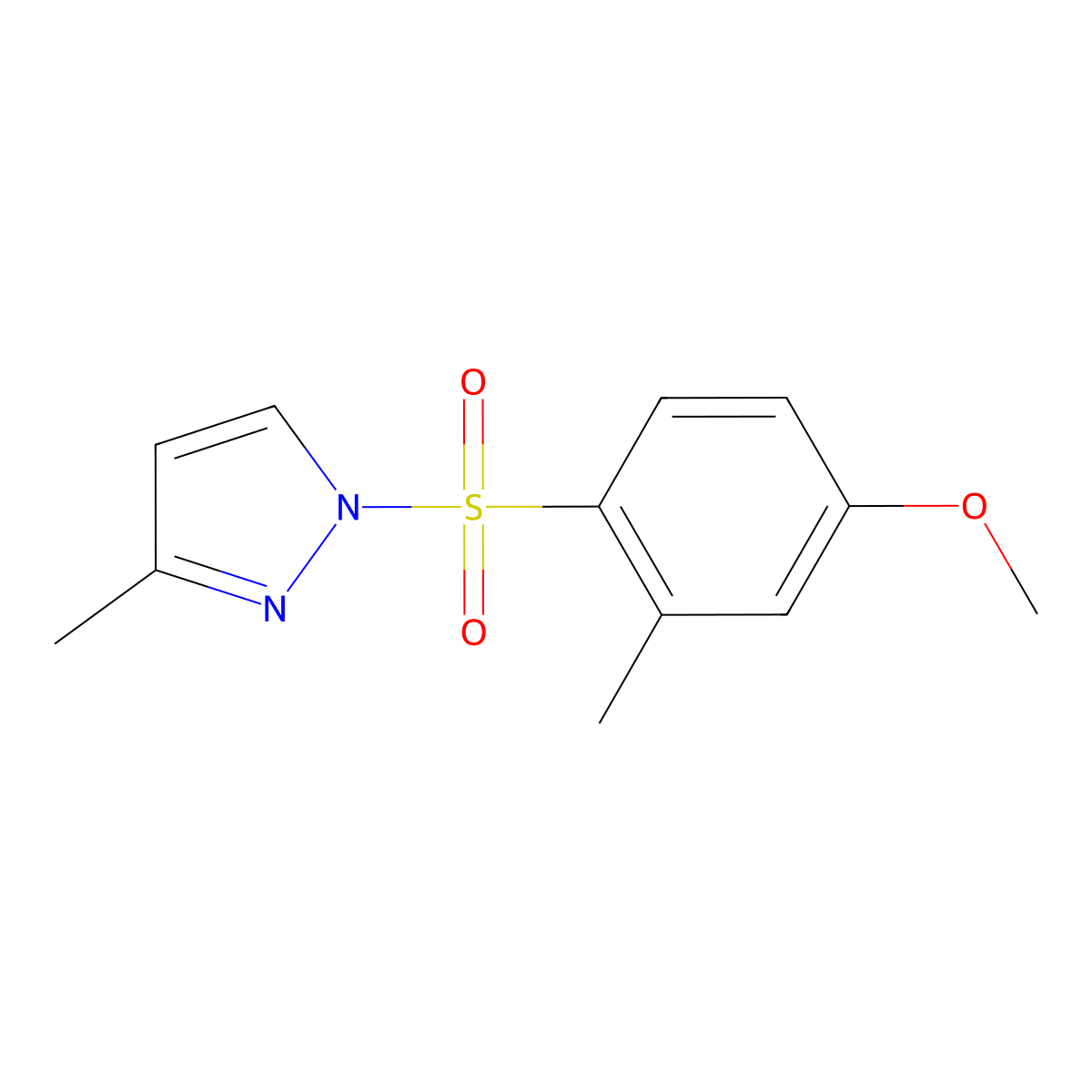 1-[(4-Methoxy-2-methylphenyl)sulfonyl]-3-methyl-1H-pyrazole molecular structure, CAS 1015846-19-1
