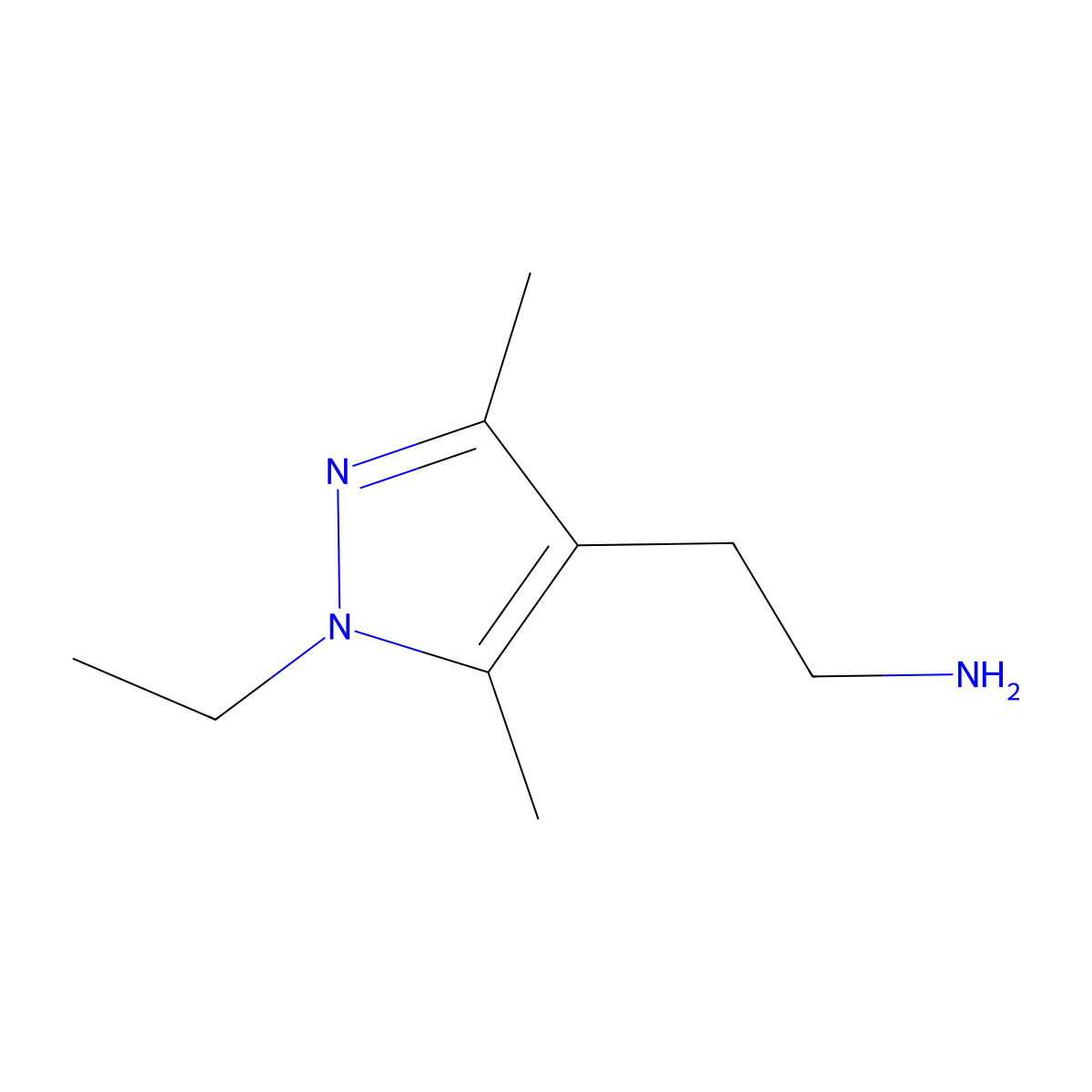 2-(1-Ethyl-3,5-dimethyl-1H-pyrazol-4-yl)ethan-1-amine molecular structure, CAS 1015846-20-4