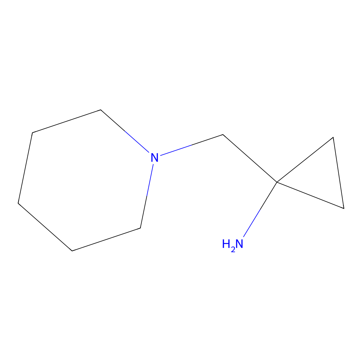 1-(Piperidin-1-ylmethyl)cyclopropanamine molecular structure, CAS 1015846-25-9