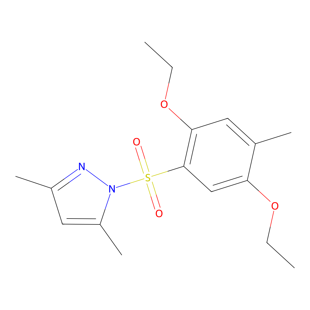 1-[(2,5-diethoxy-4-methylphenyl)sulfonyl]-3,5-dimethyl-1H-pyrazole molecular structure, CAS 1015846-27-1