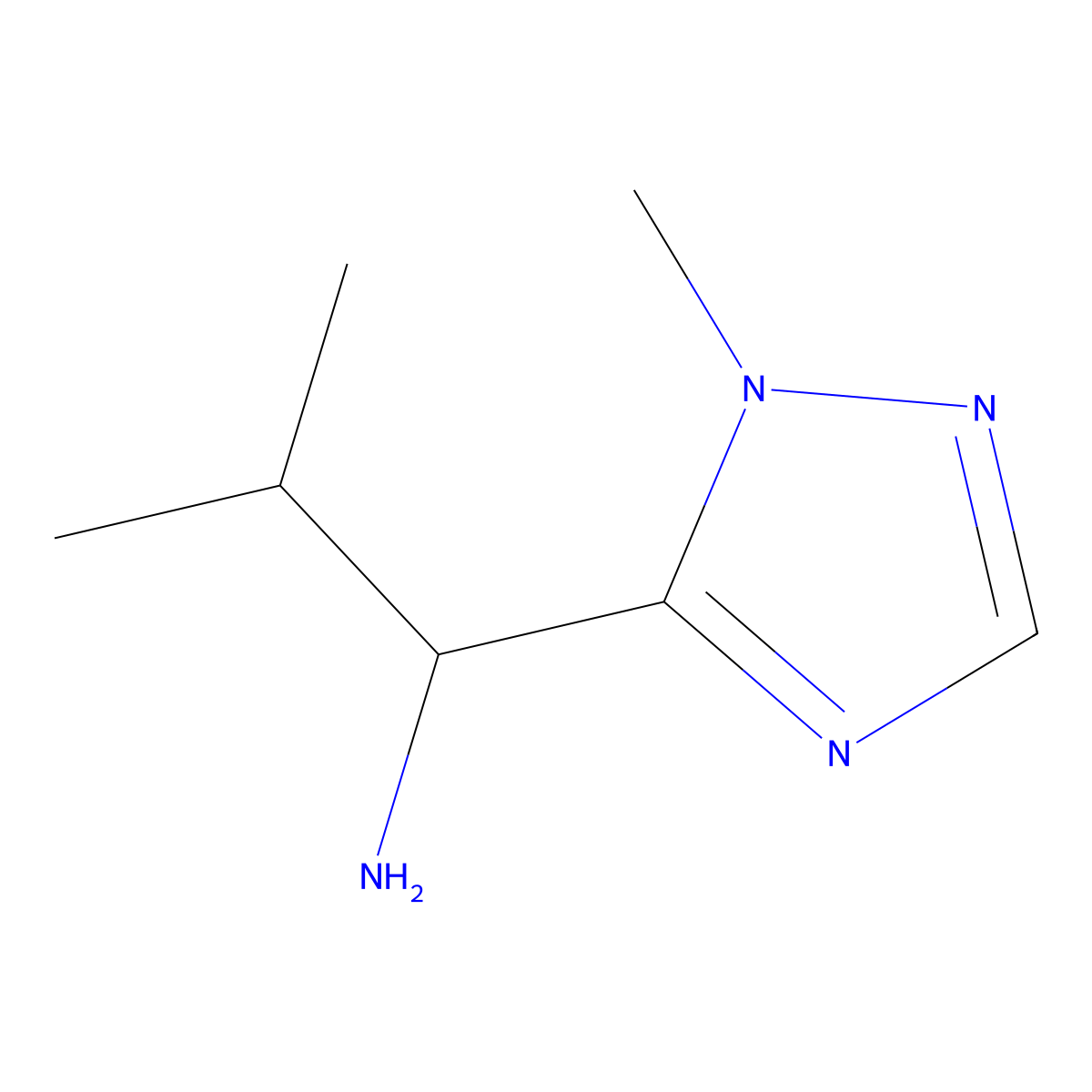 2-Methyl-1-(1-methyl-1H-1,2,4-triazol-5-yl)propan-1-amine molecular structure, CAS 1015846-29-3