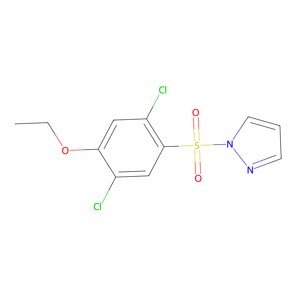 1-(2,5-dichloro-4-ethoxybenzenesulfonyl)-1H-pyrazole molecular structure, CAS 1015846-37-3
