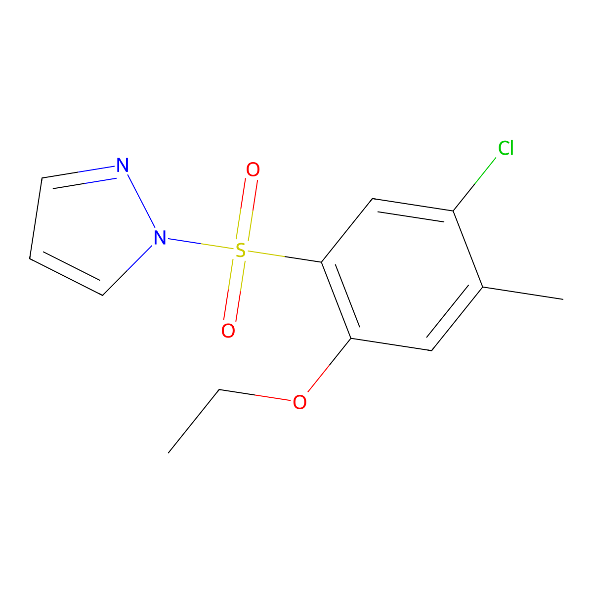 1-(5-chloro-2-ethoxy-4-methylbenzenesulfonyl)-1H-pyrazole molecular structure, CAS 1015846-41-9