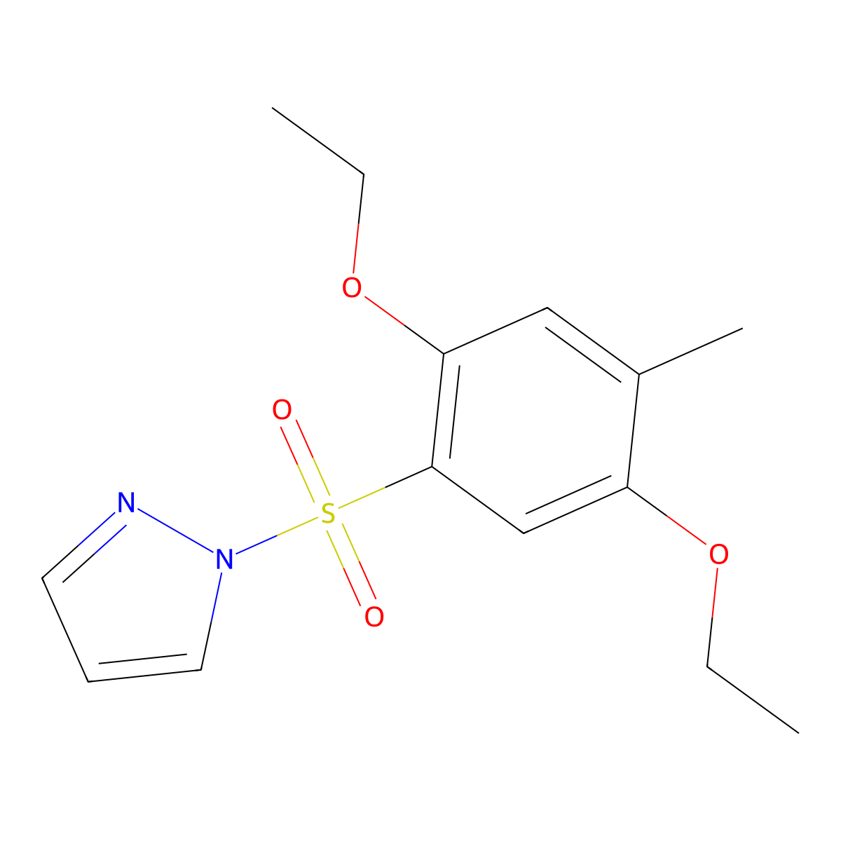 1-(2,5-diethoxy-4-methylbenzenesulfonyl)-1H-pyrazole molecular structure, CAS 1015846-62-4