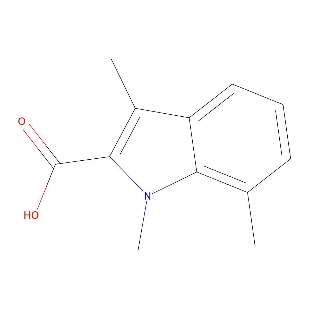 1,3,7-trimethyl-1H-indole-2-carboxylic acid molecular structure, CAS 1015846-77-1