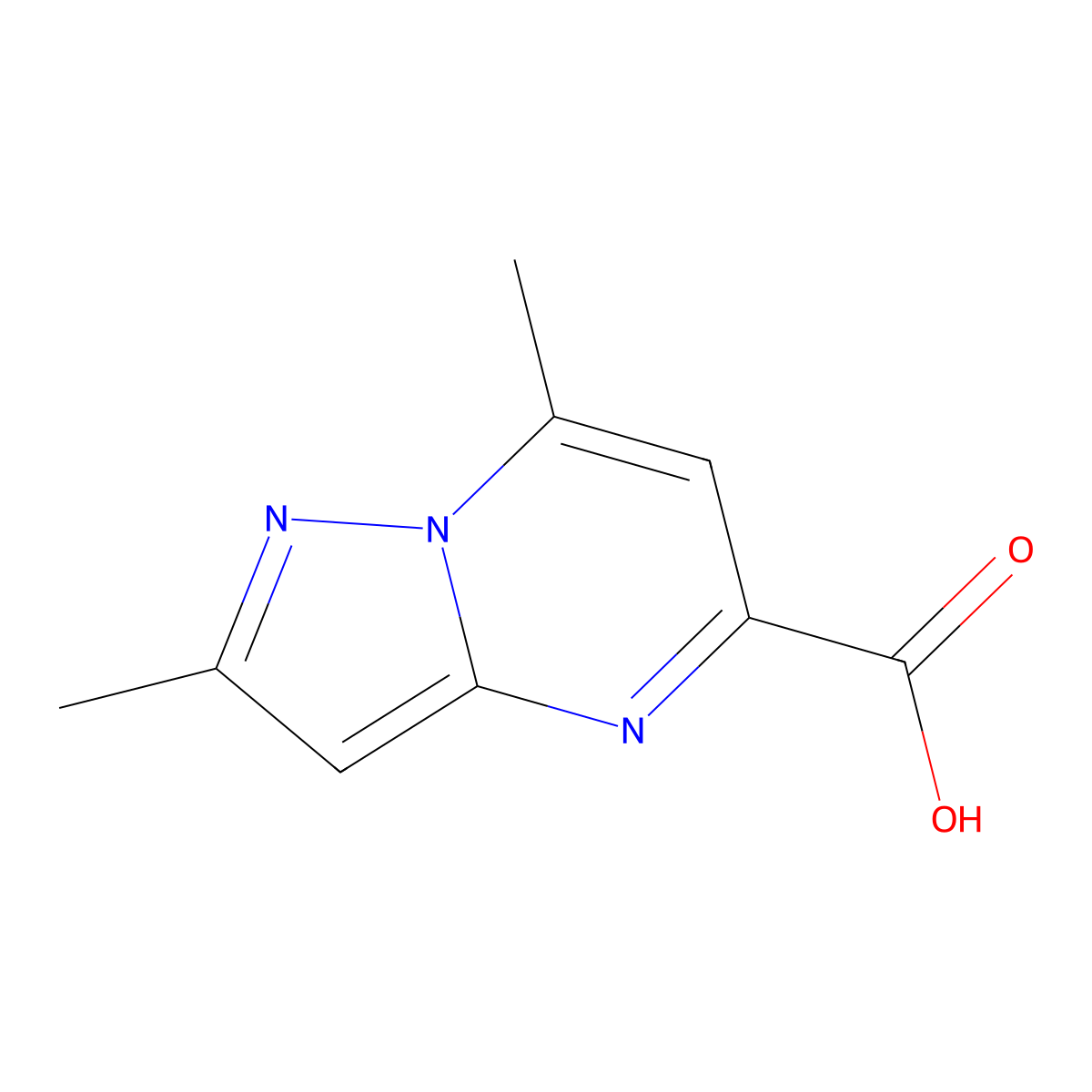 2,7-Dimethylpyrazolo[1,5-a]pyrimidine-5-carboxylic acid molecular structure, CAS 1015846-86-2