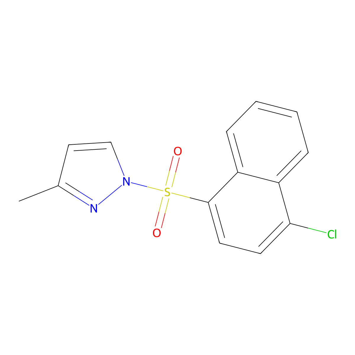 4-Chloro-1-[(3-methylpyrazolyl)sulfonyl]naphthalene molecular structure, CAS 1015846-88-4